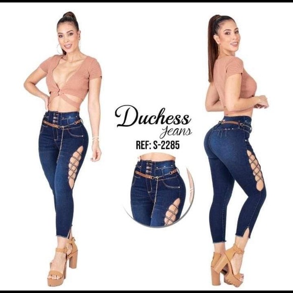 🇨🇴Colombian High Waist Butt Lifter Rhinestone Capri Style Jean SIZE 5 6 US - Picture 2 of 4